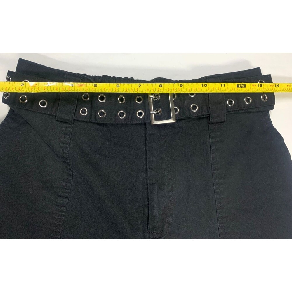 Dolls Kill Current Mood Black Wide Leg Buckle Cargo Pants Goth Grunge Size M - Picture 4 of 8